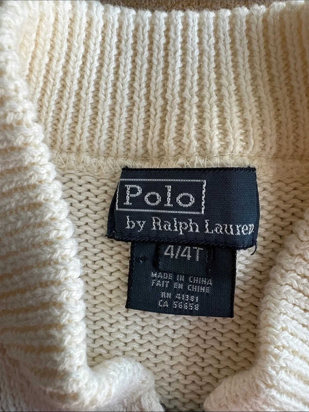 Ralph Lauren Boys Cream Knit Sweater 4t